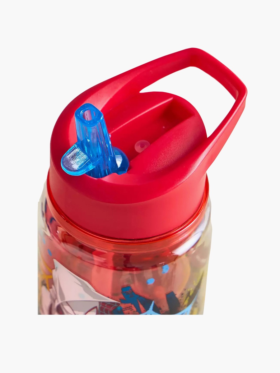 Spider-Man Print Water Bottle with Flip Spout and Handle - 330 ml