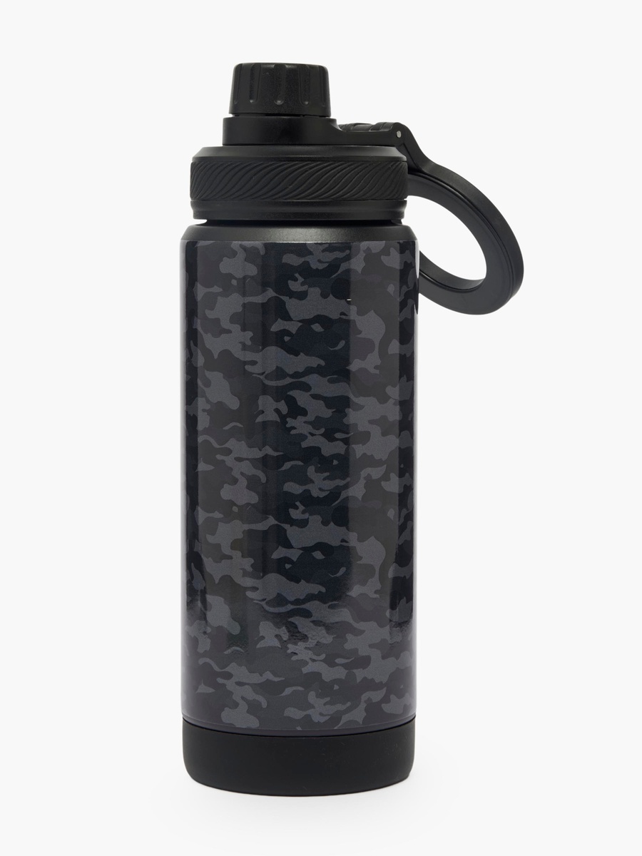 Camouflage Print Stainless Steel Water Bottle with Carry Loop