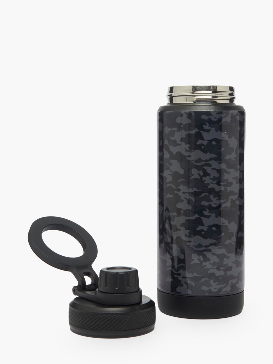 Camouflage Print Stainless Steel Water Bottle with Carry Loop