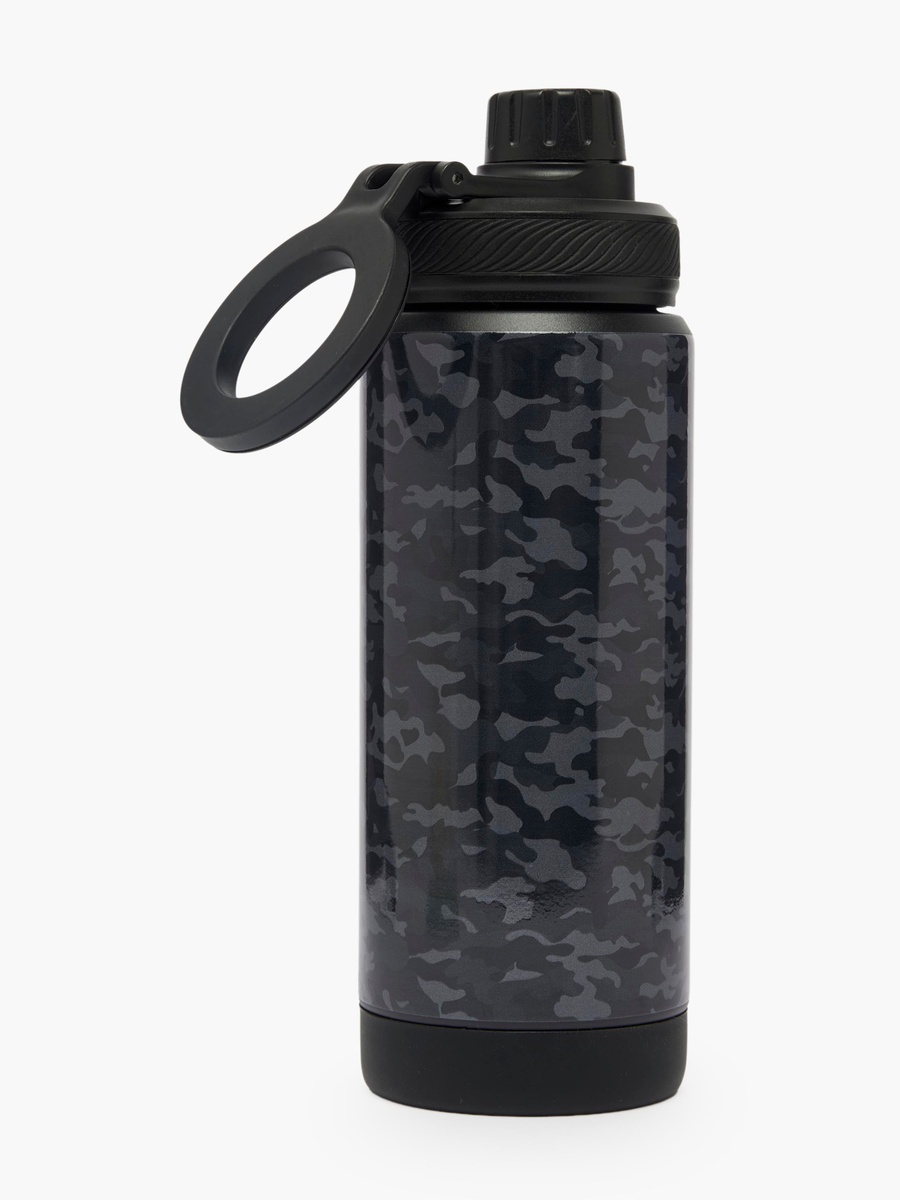 Camouflage Print Stainless Steel Water Bottle with Carry Loop
