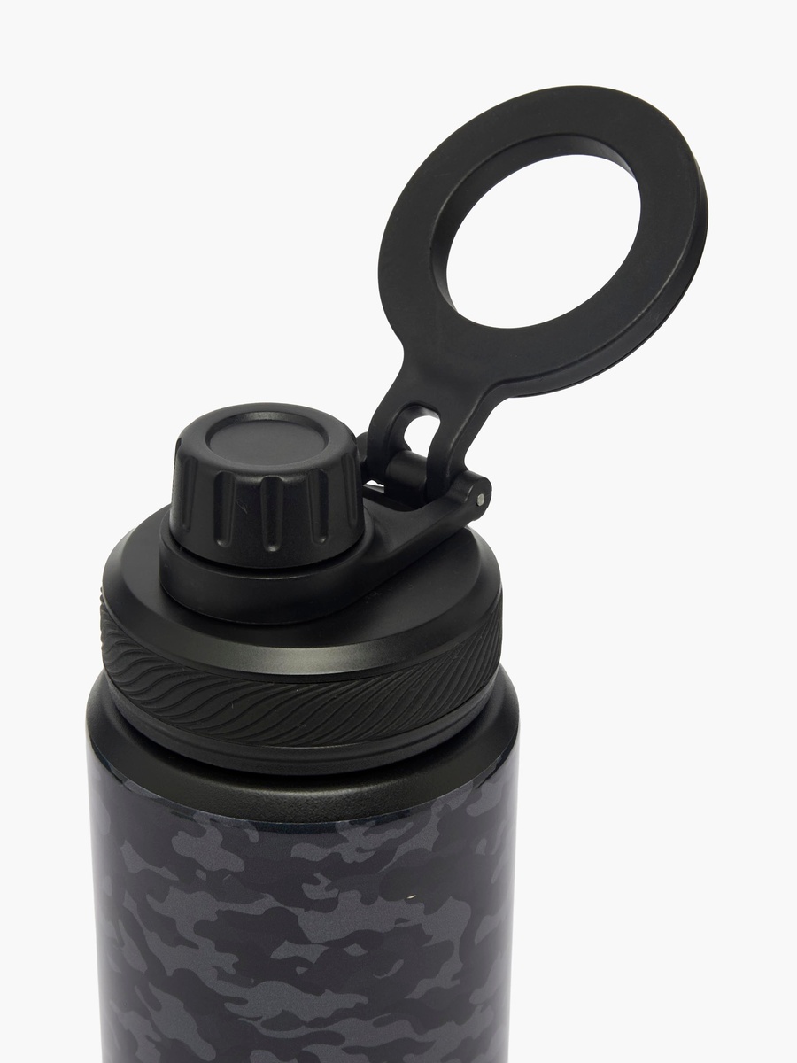 Camouflage Print Stainless Steel Water Bottle with Carry Loop
