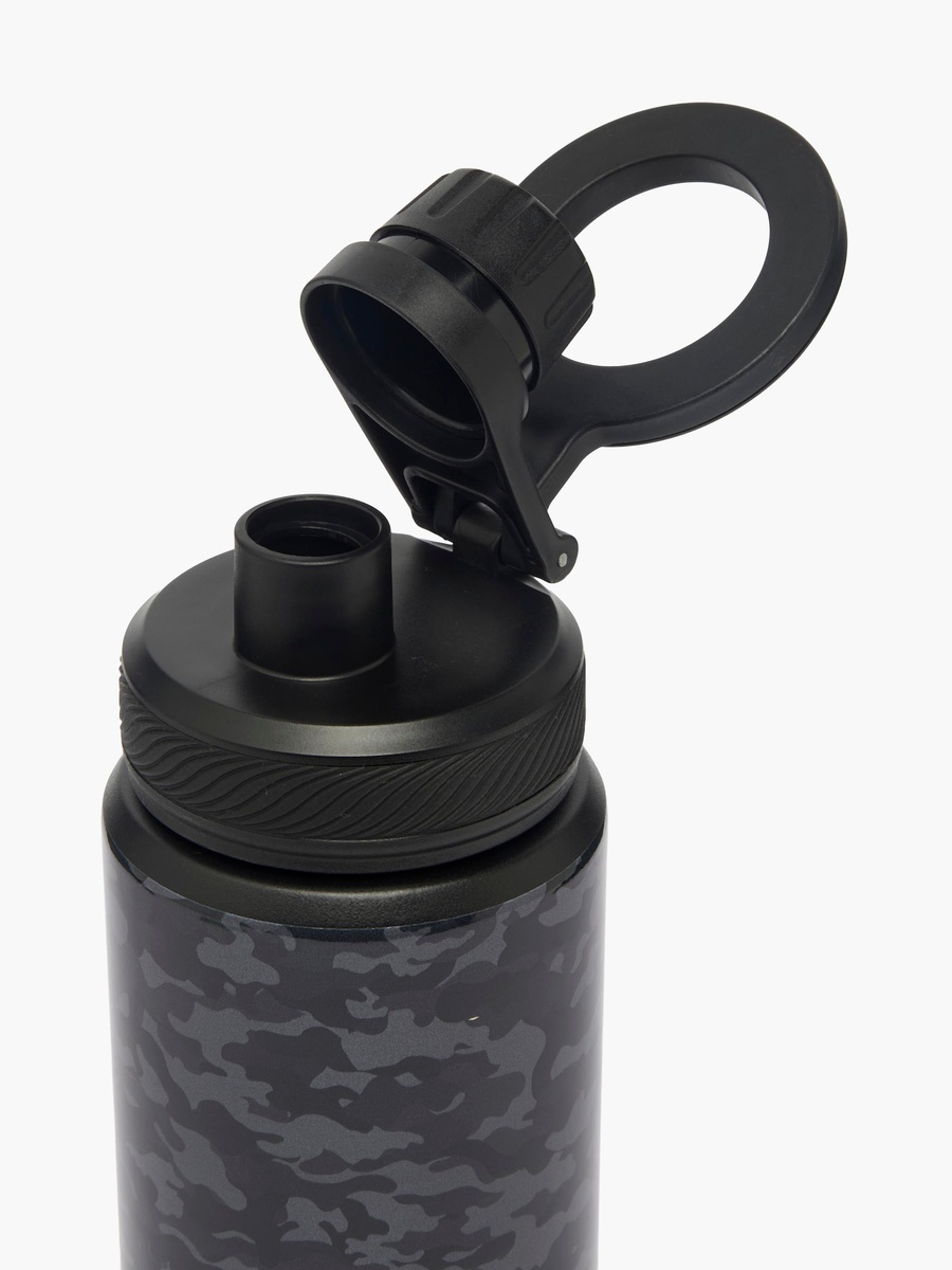 Camouflage Print Stainless Steel Water Bottle with Carry Loop