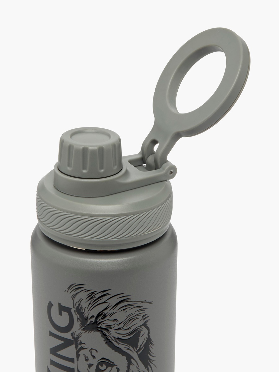 Lion Print Stainless Steel Water Bottle with Ring Handle