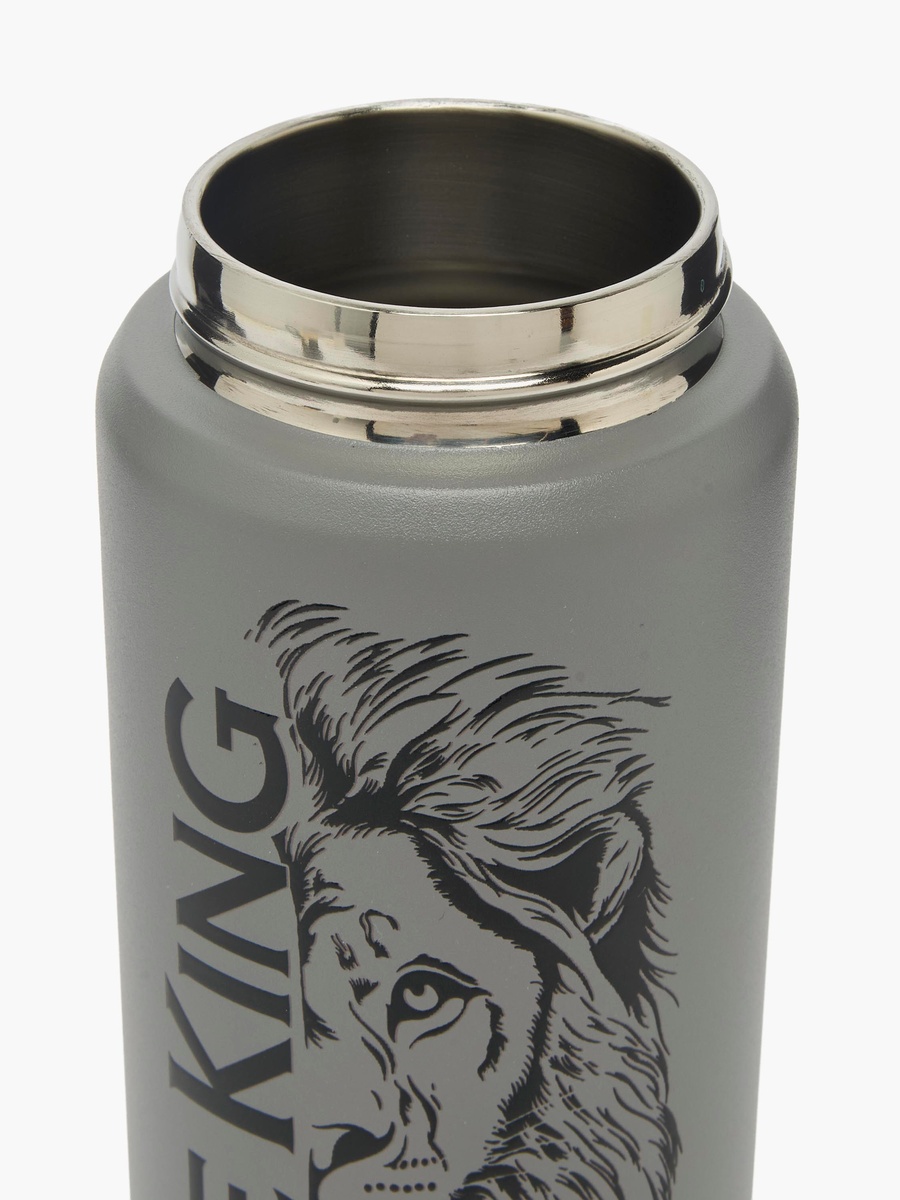 Lion Print Stainless Steel Water Bottle with Ring Handle