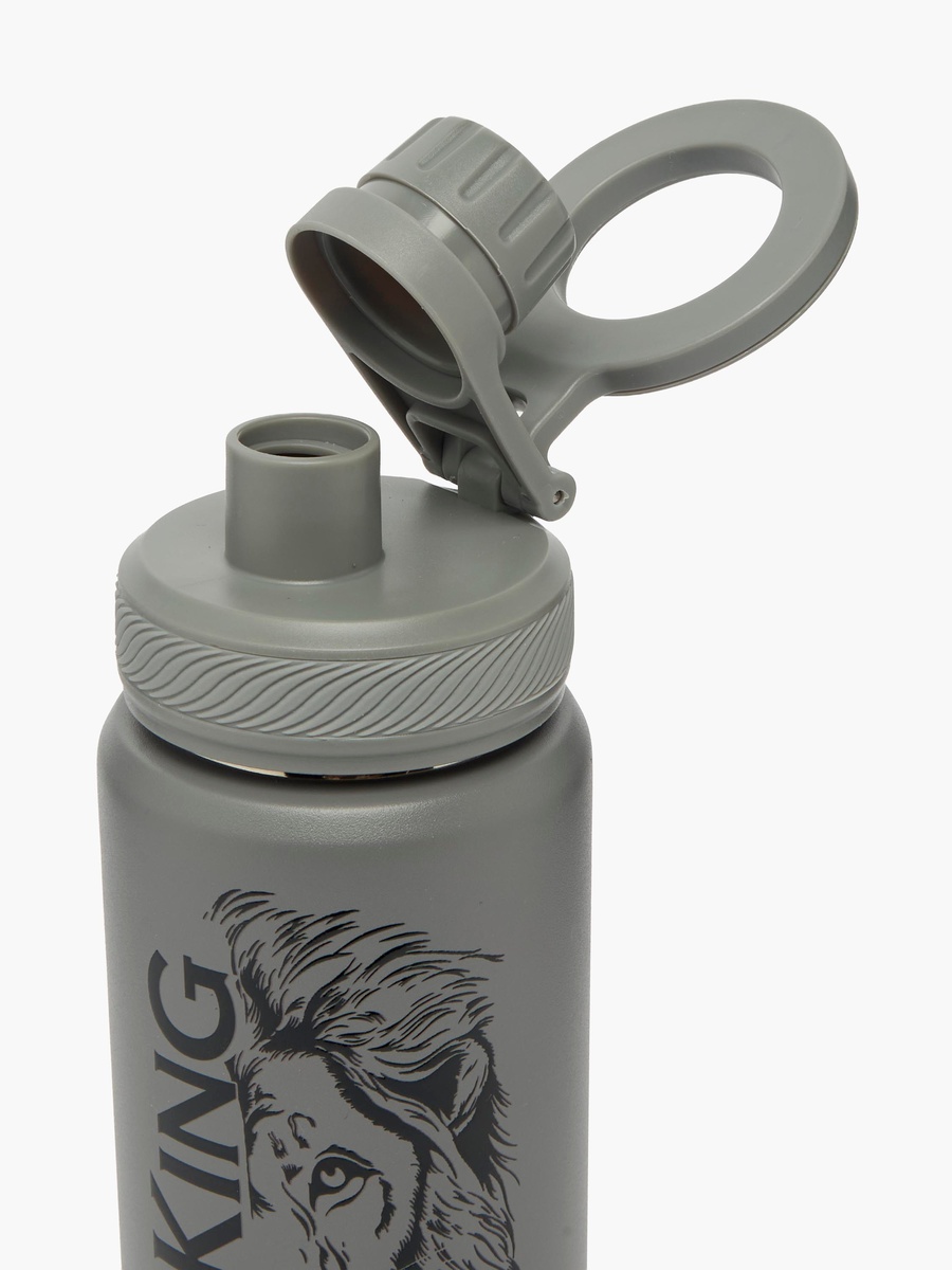 Lion Print Stainless Steel Water Bottle with Ring Handle