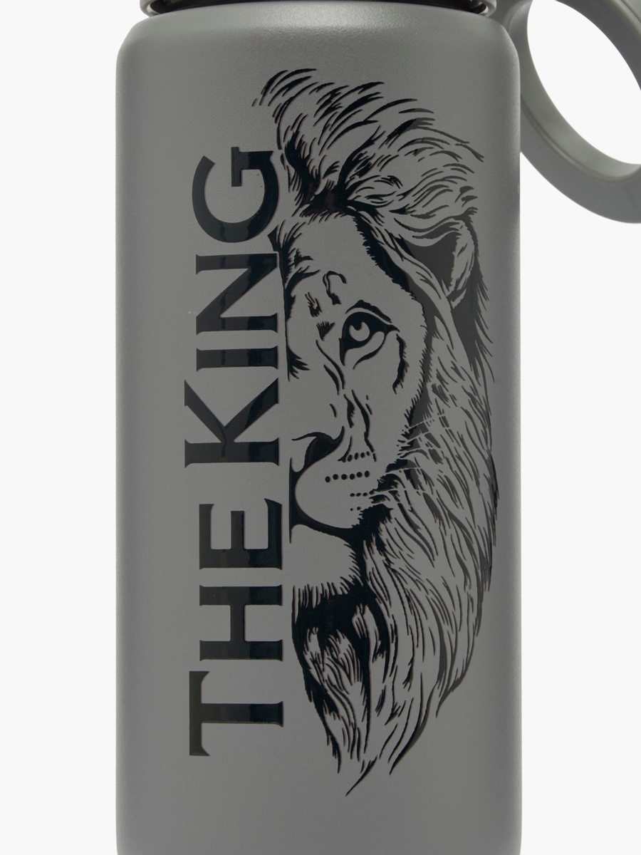 Lion Print Stainless Steel Water Bottle with Ring Handle
