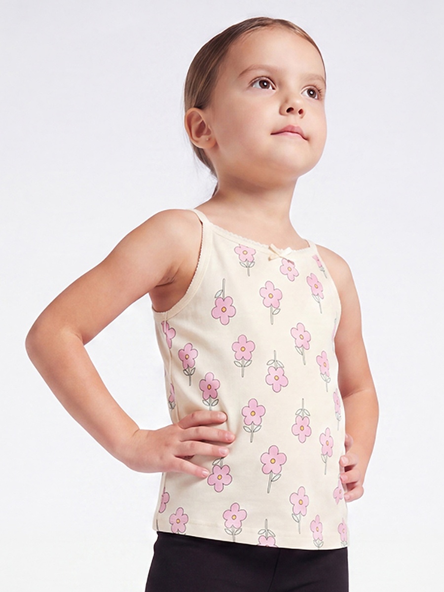 Pack of 3 Cotton Round Neck Vests with Floral Print