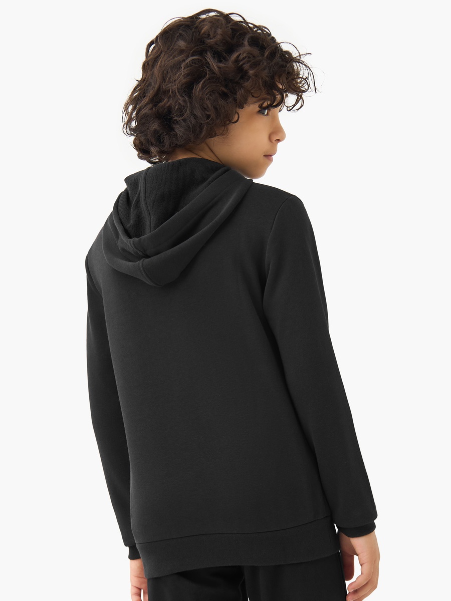 Boys Hooded Sweatshirt with Slogan Print - Cotton - Long Sleeves