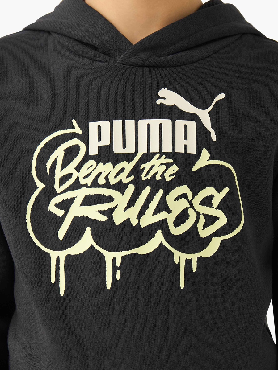 Boys Hooded Sweatshirt with Slogan Print - Cotton - Long Sleeves