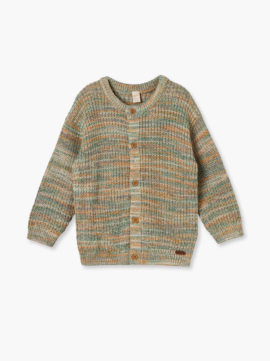 Crew Neck Cardigan with Button Closure