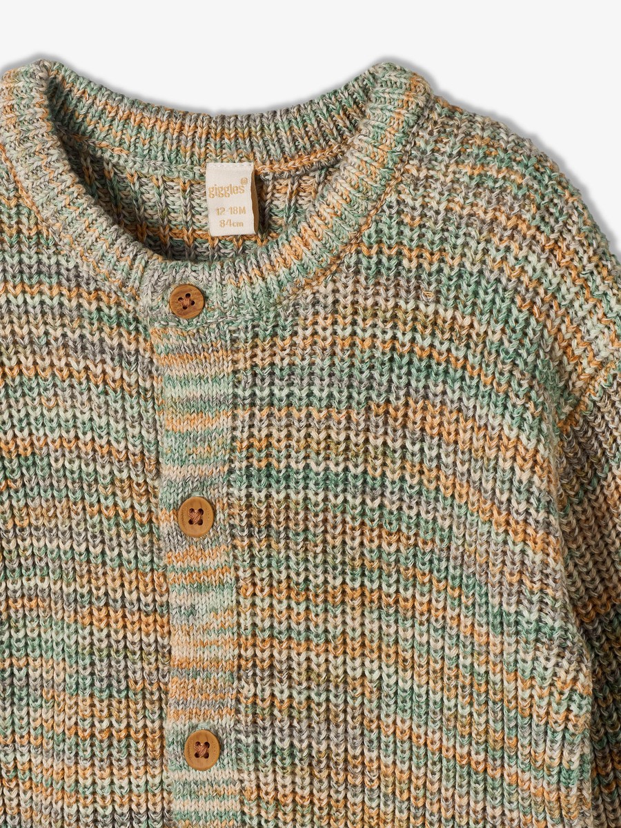Crew Neck Cardigan with Button Closure