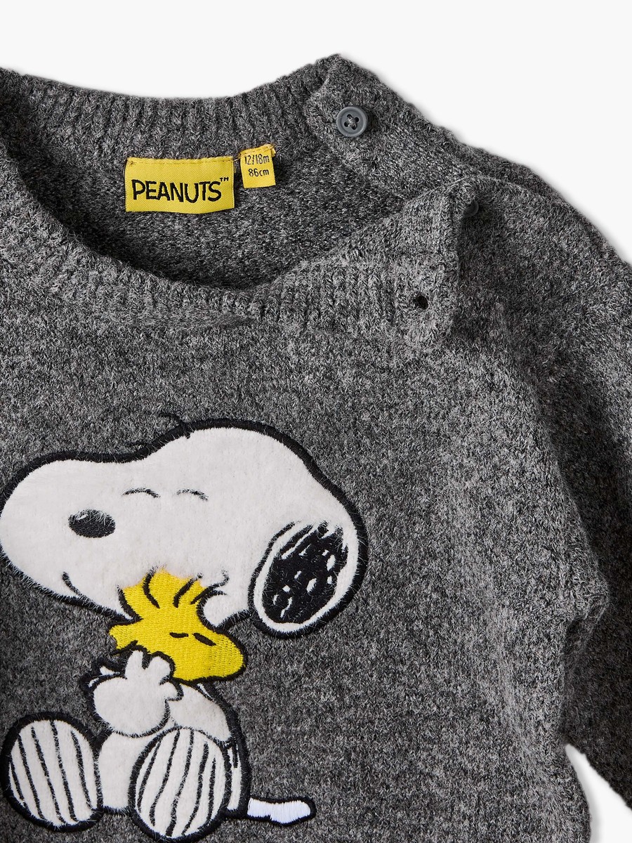 Peanuts Print Sweater with Long Sleeves