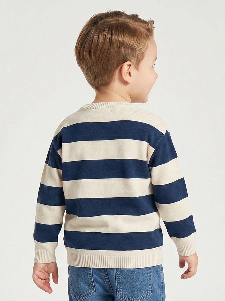 Racing Car Striped Sweater with Long Sleeves