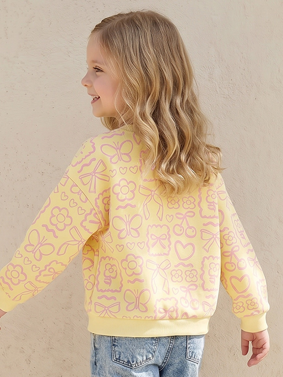 Butterfly Print Sweatshirt with Long Sleeves