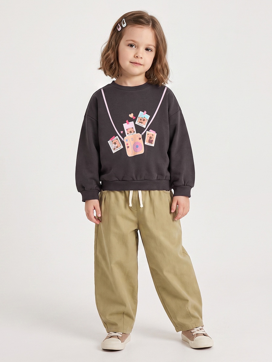 Slogan Print Sweatshirt with Long Sleeves