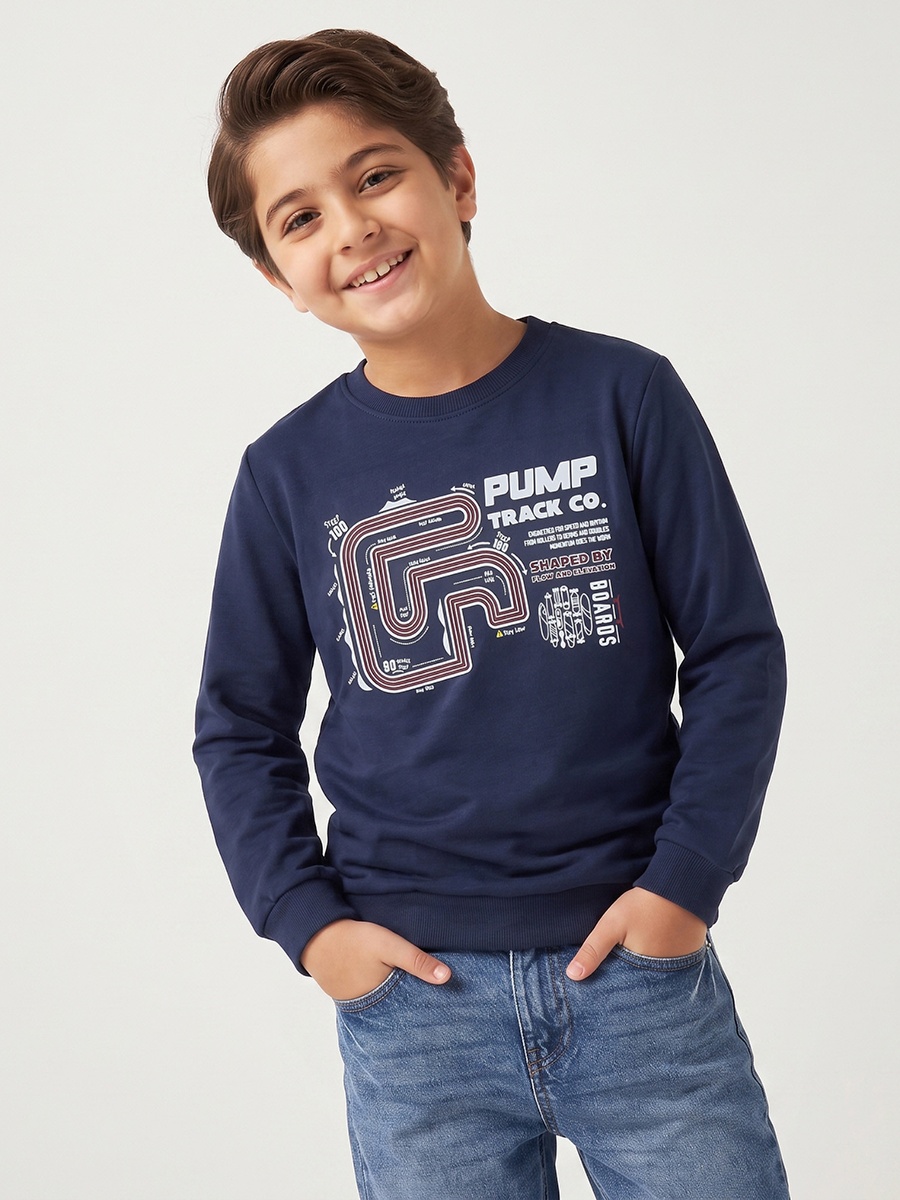 Race Track Print Sweatshirt with Long Sleeves