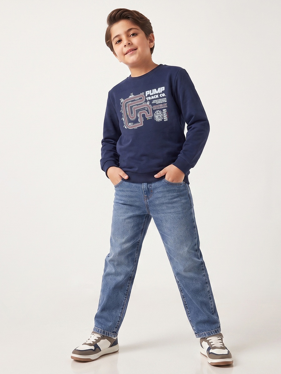 Race Track Print Sweatshirt with Long Sleeves