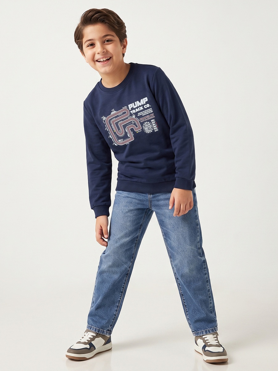 Race Track Print Sweatshirt with Long Sleeves
