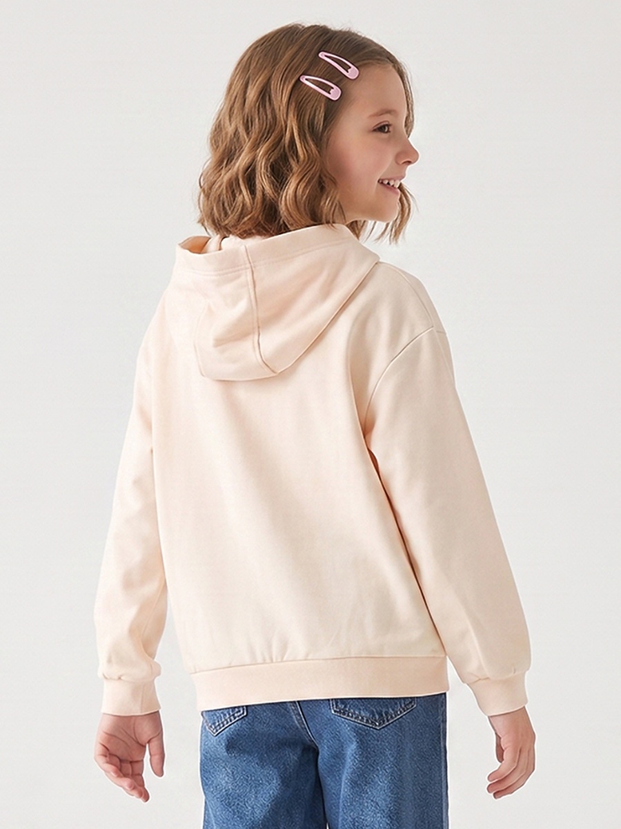 Fashion Girl Print Hooded Sweatshirt with Long Sleeves