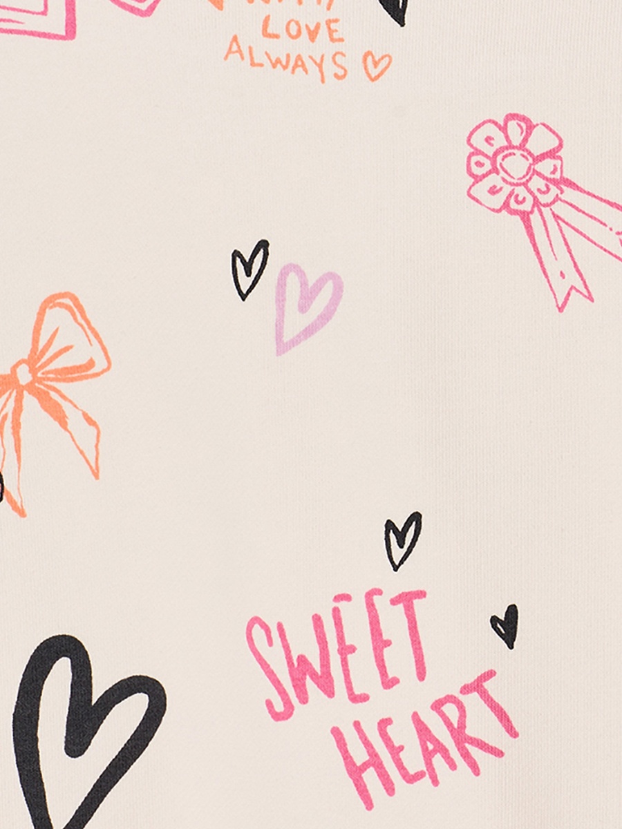 Heart Print Sweatshirt with Long Sleeves