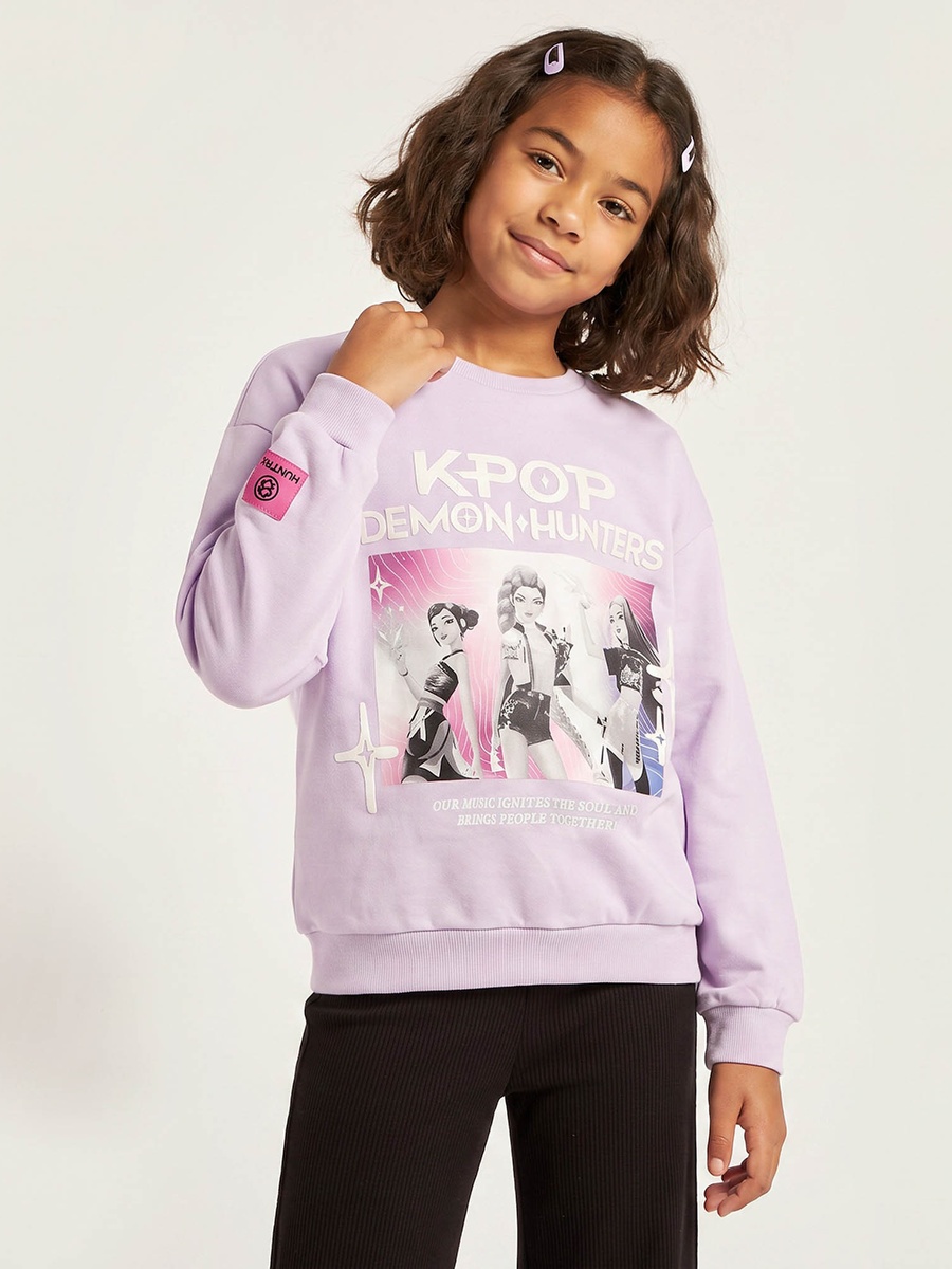 KPop Demon Hunters Print Sweatshirt with Long Sleeves