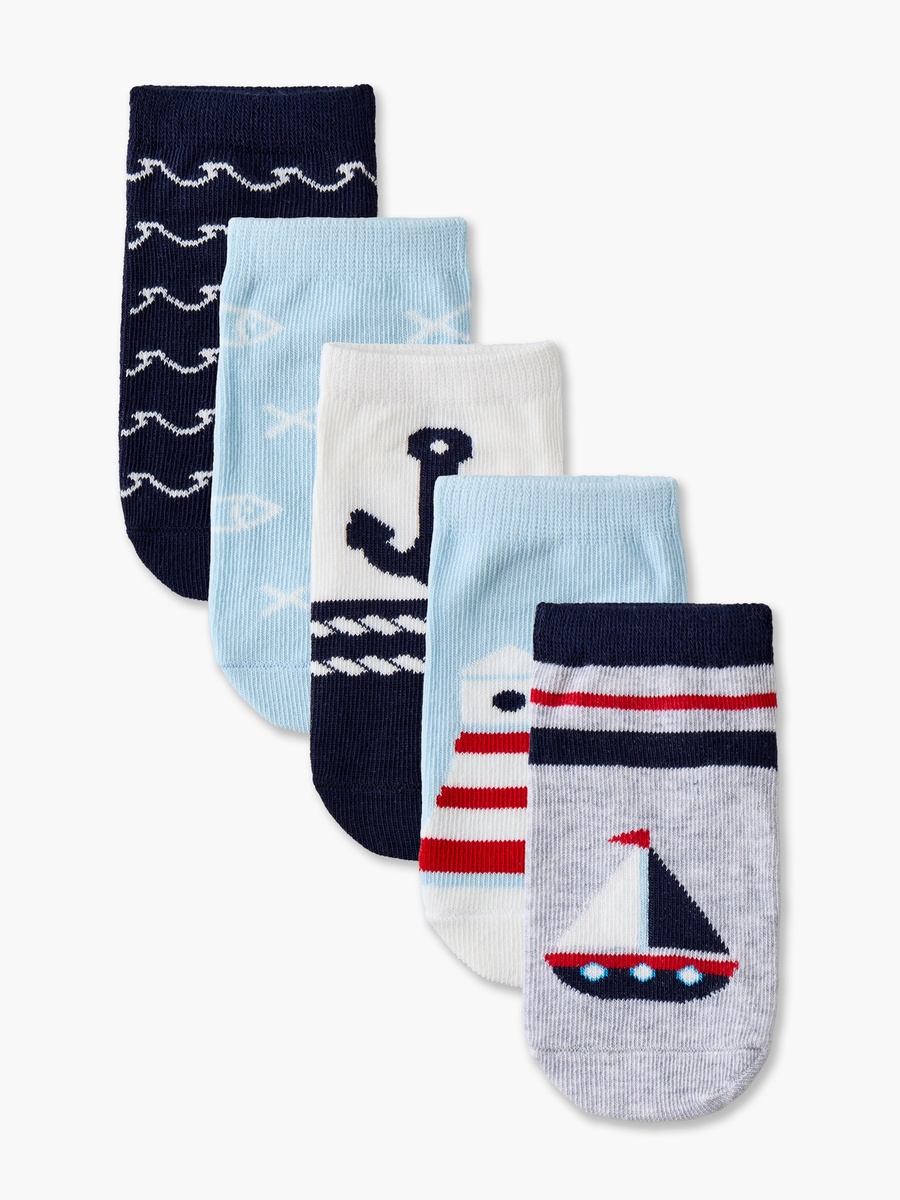 Pack of 5 Baby Boys Socks with Nautical Print
