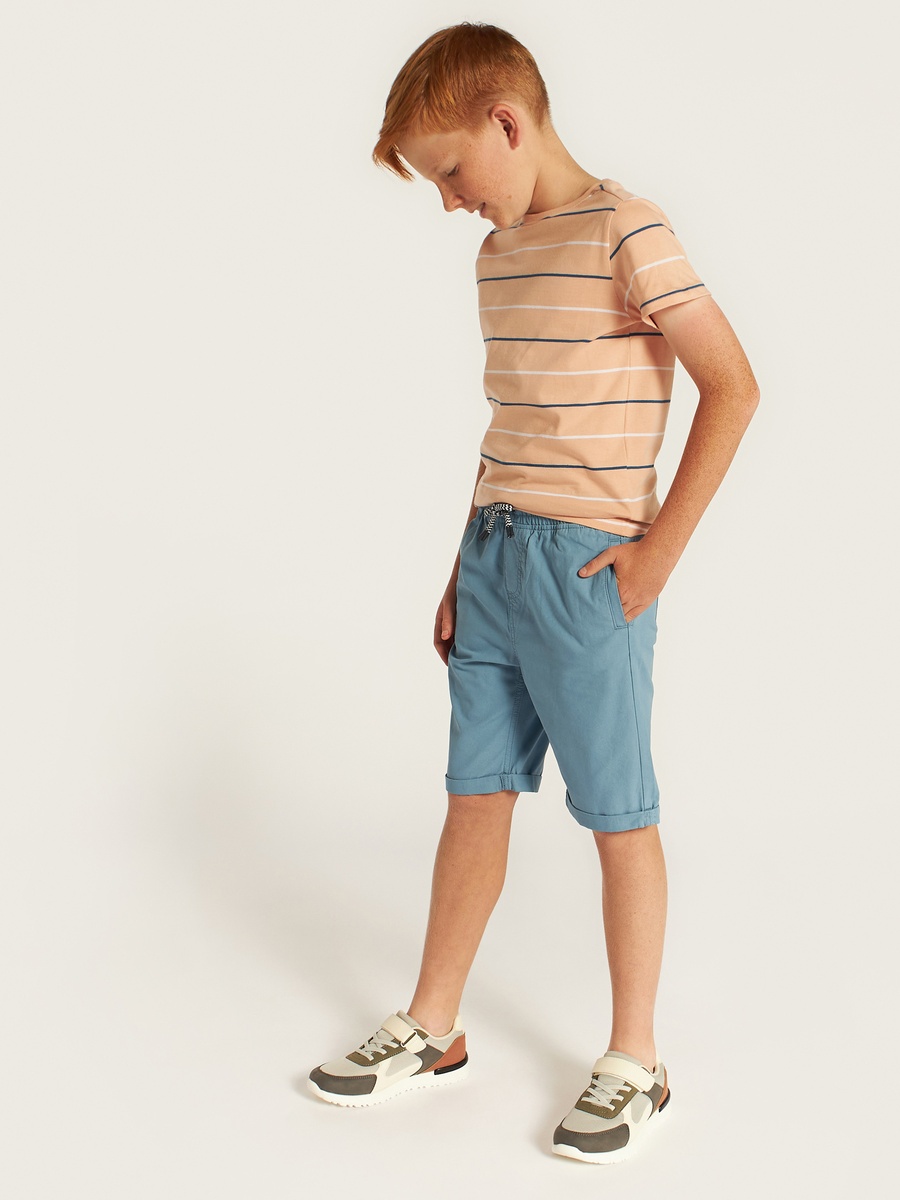 Solid Shorts with Drawstring Closure