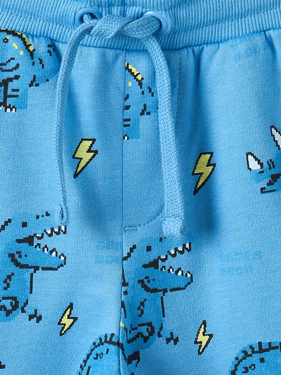 Knee Length Elasticated Shorts with Dinosaur Print