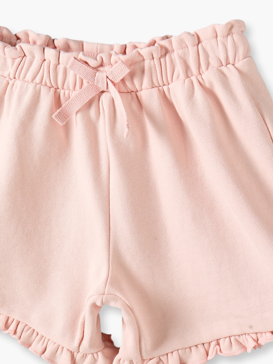 Above Knee Elasticated Waist Shorts with Ruffle Detail
