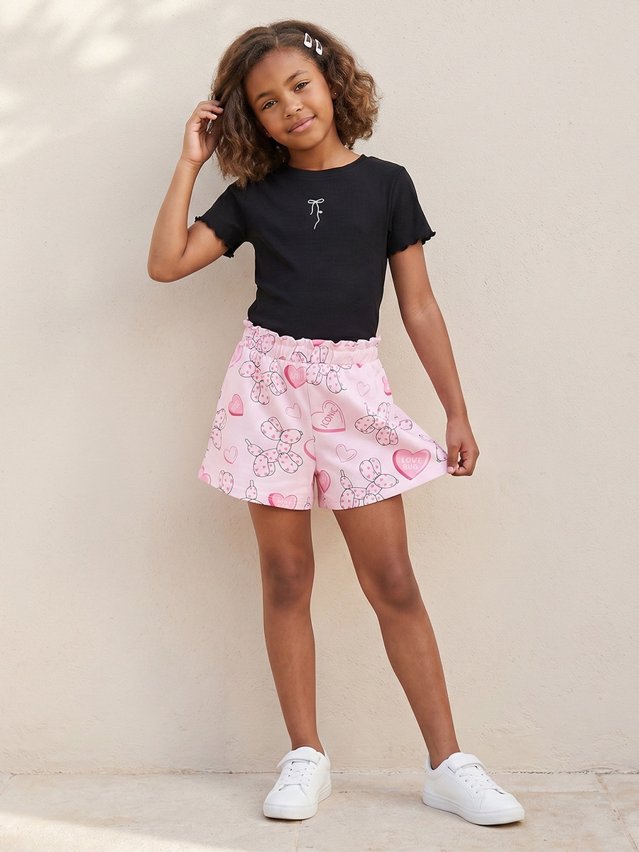 Above Knee Elasticated Waist Shorts with Floral Print
