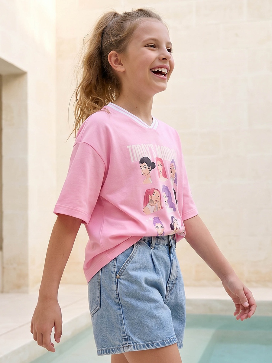 Netflix V Neck Short Sleeves T-Shirt with KPop Demon Hunters Print