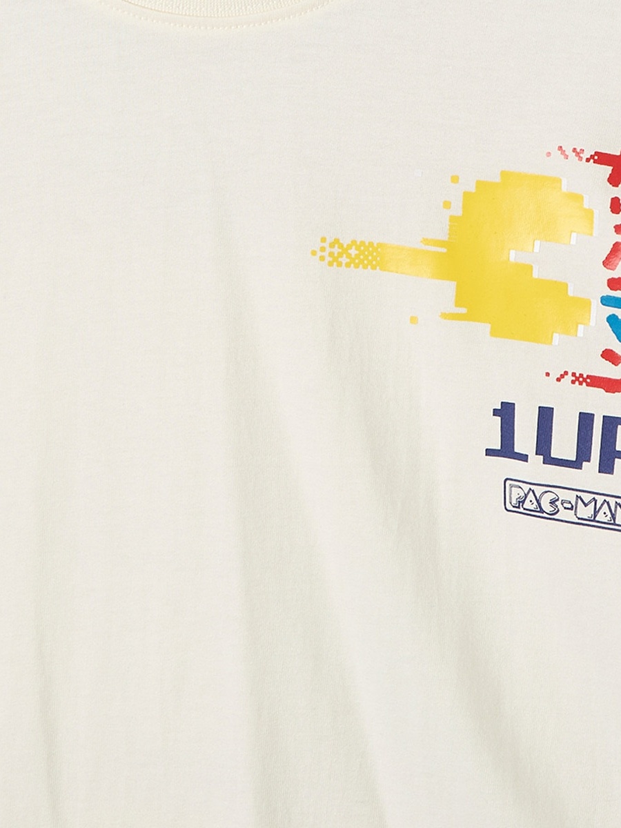 Crew Neck Short Sleeves T-Shirt with Pac-Man Print