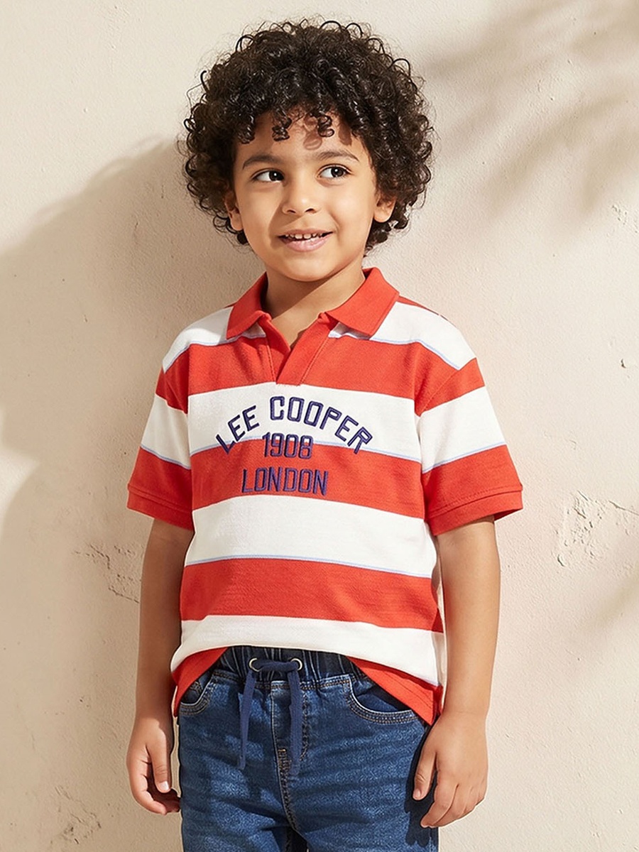 Collared Short Sleeves T-Shirt with Stripes
