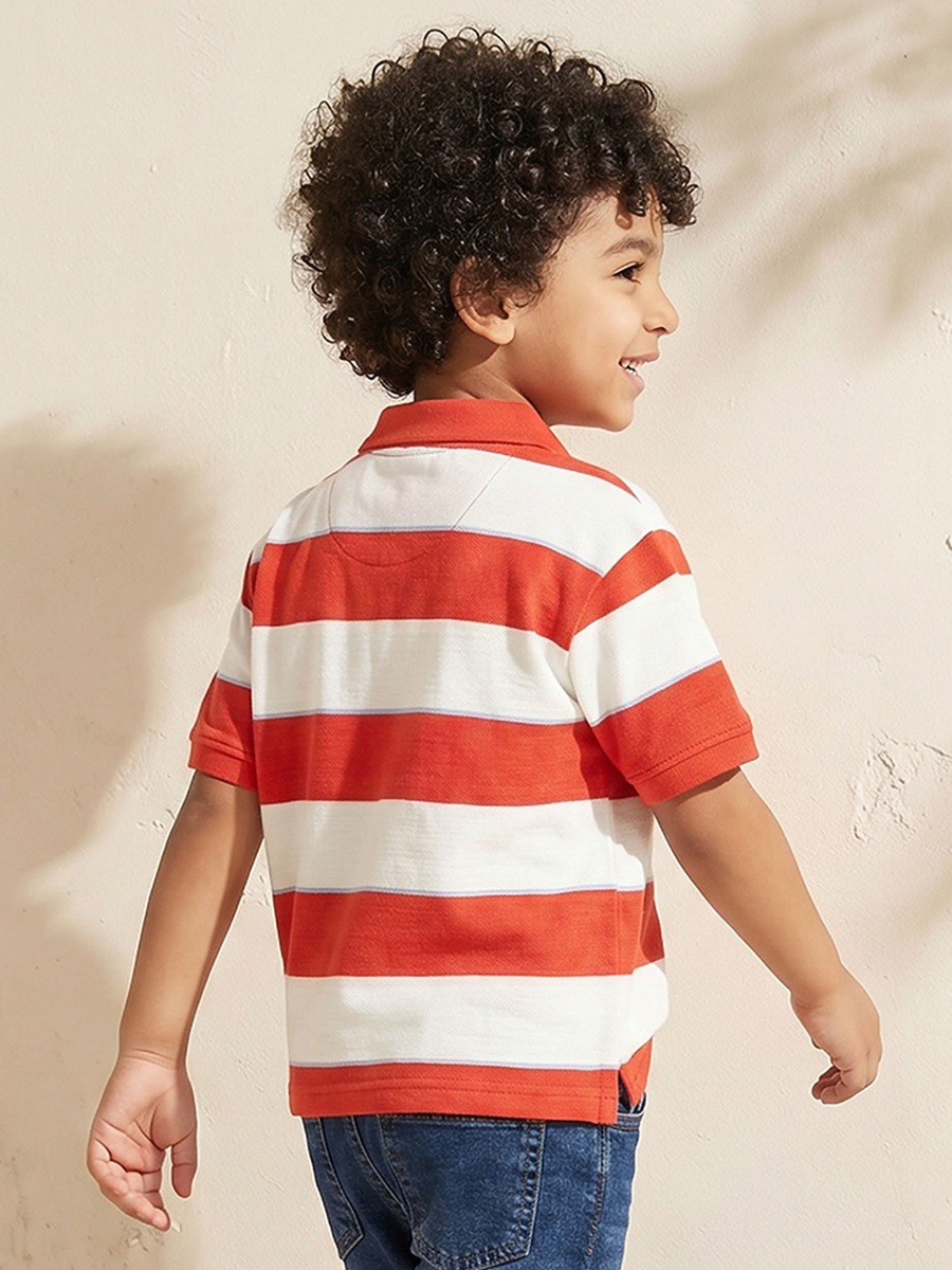 Collared Short Sleeves T-Shirt with Stripes