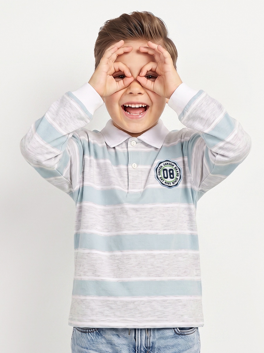Collar Long Sleeves T-Shirt with Stripes