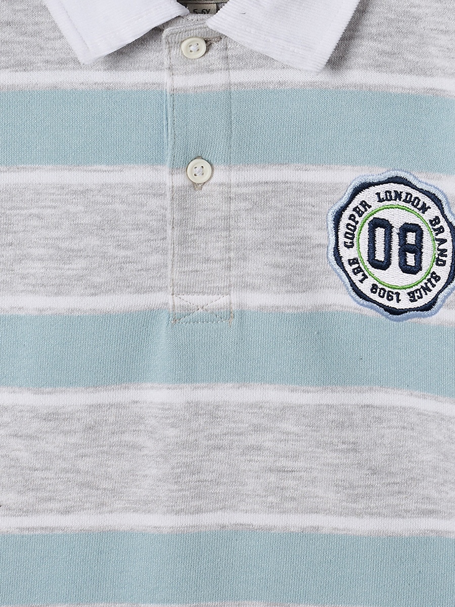 Collar Long Sleeves T-Shirt with Stripes
