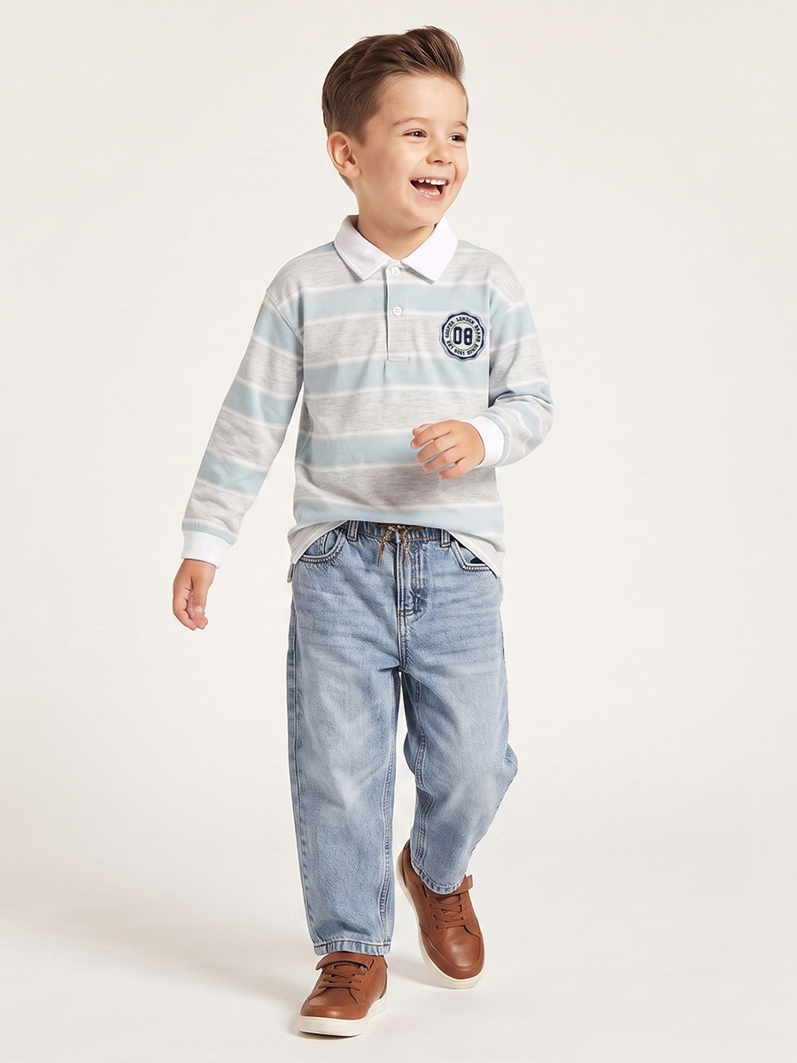 Collar Long Sleeves T-Shirt with Stripes