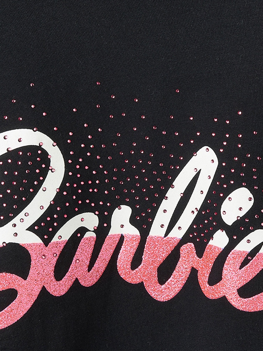 Crew Neck Short Sleeves T-Shirt with Barbie Print