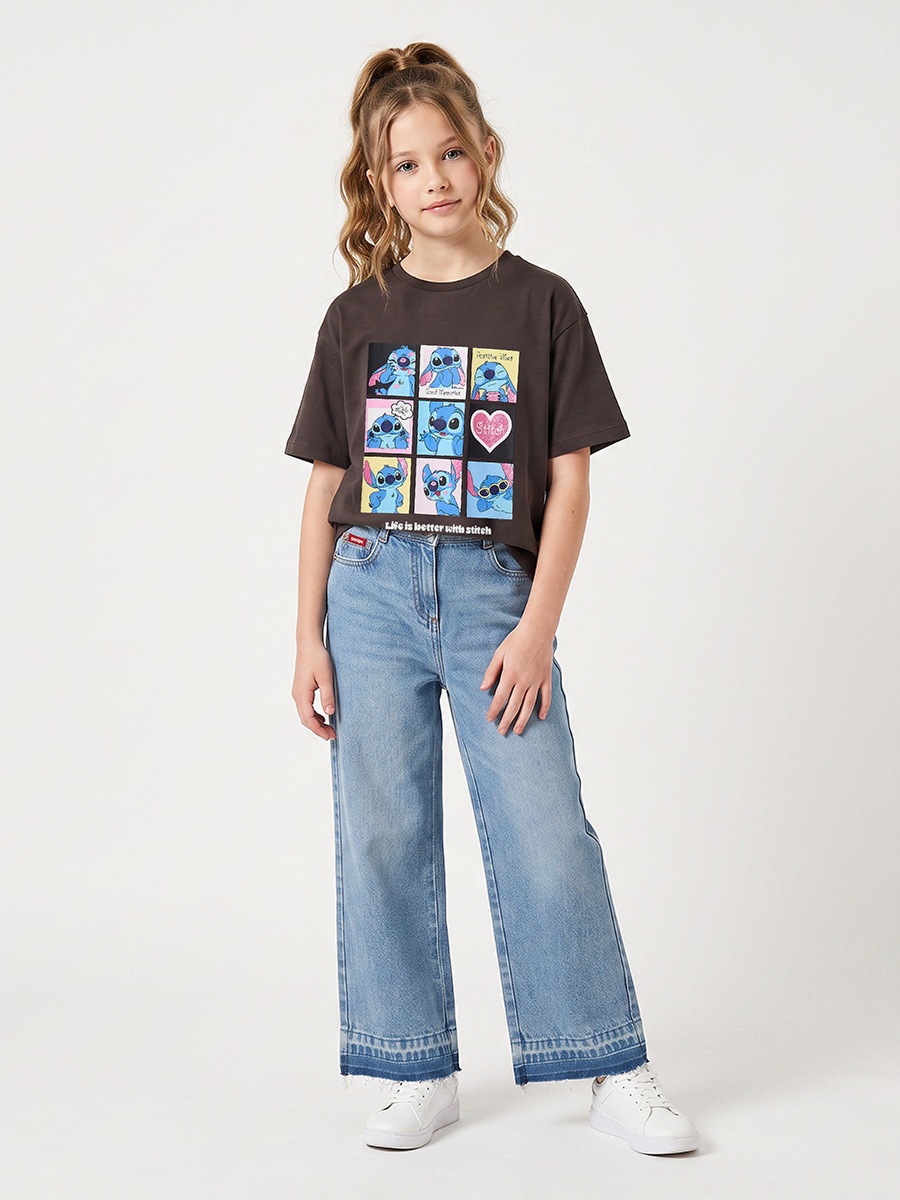 Crew Neck Short Sleeves T-Shirt with Minnie Mouse Print