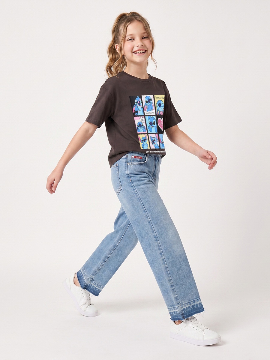 Crew Neck Short Sleeves T-Shirt with Minnie Mouse Print
