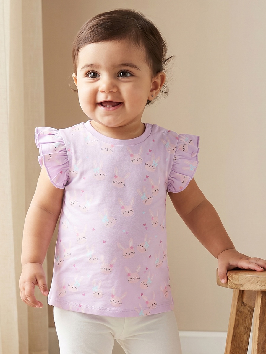 Round Neck Short Sleeves T-Shirt with Cat Print