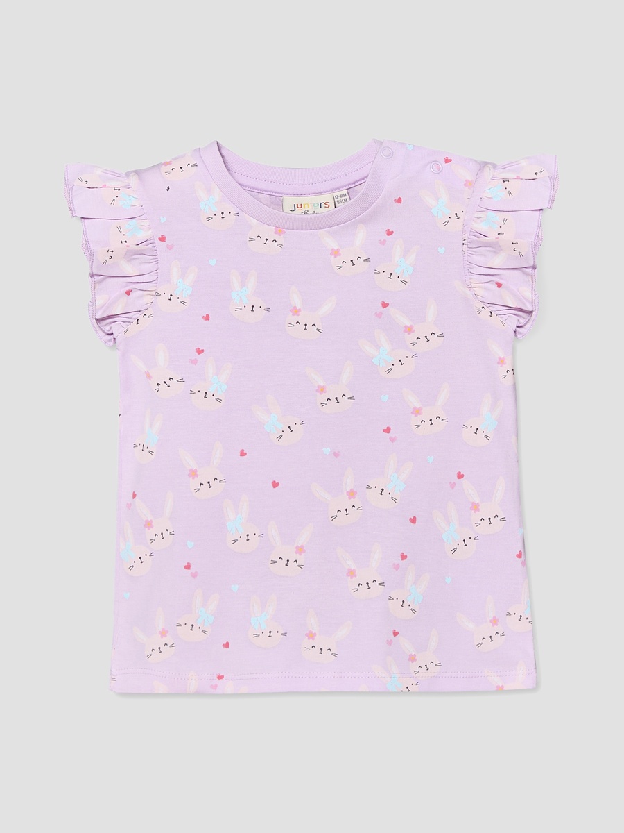 Round Neck Short Sleeves T-Shirt with Cat Print