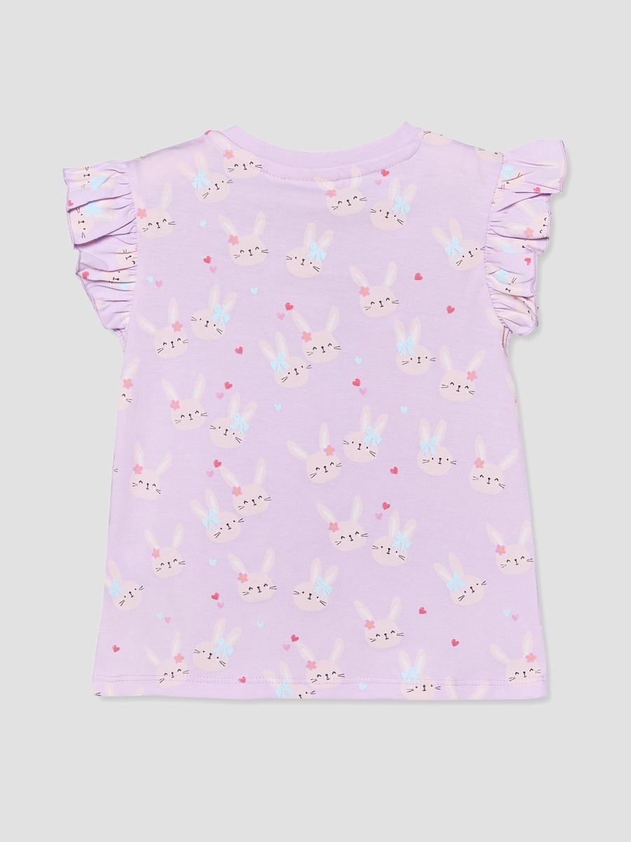Round Neck Short Sleeves T-Shirt with Cat Print