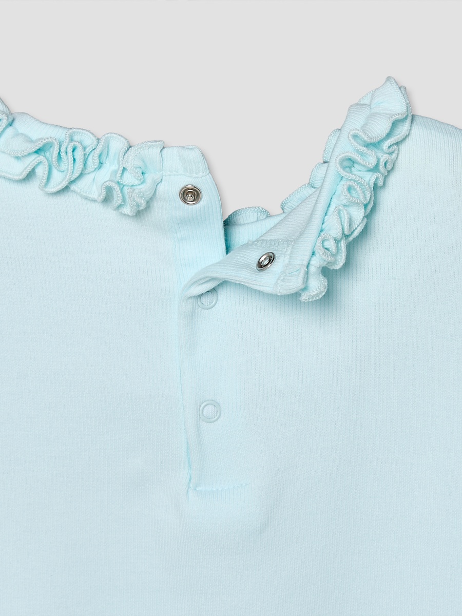 Crew Neck Short Sleeves T-Shirt with Ruffle Trim