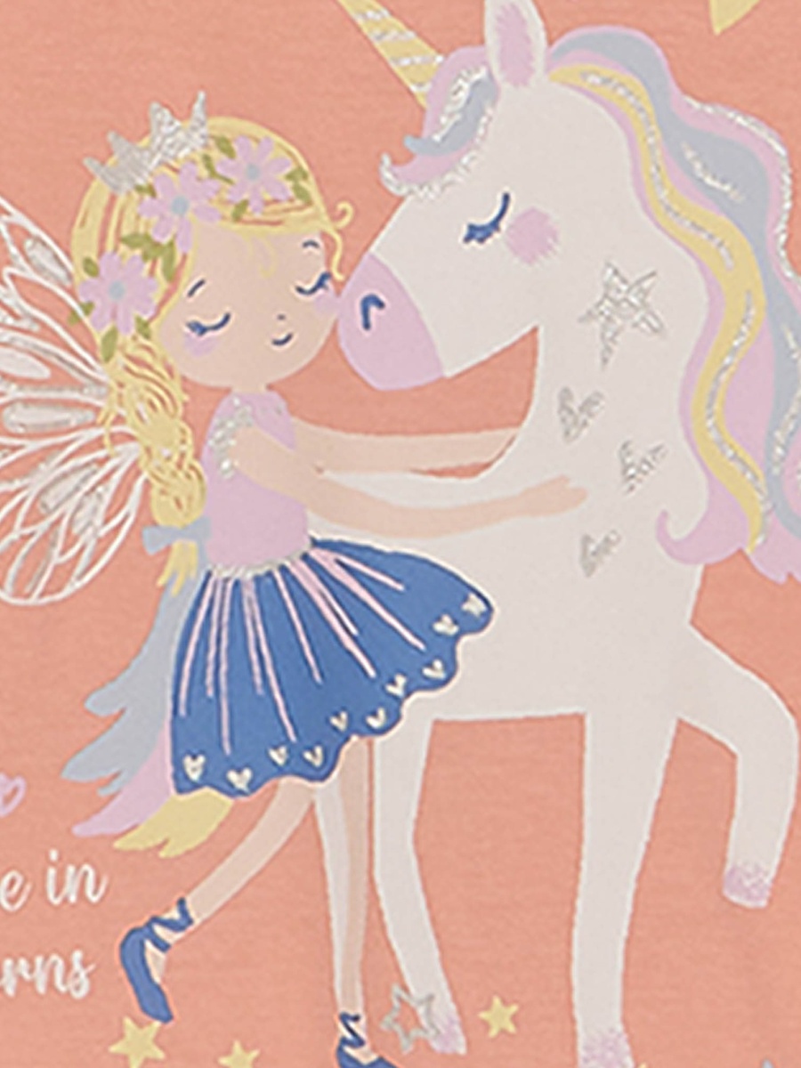 Round Neck Short Sleeves T-Shirt with Unicorn Print
