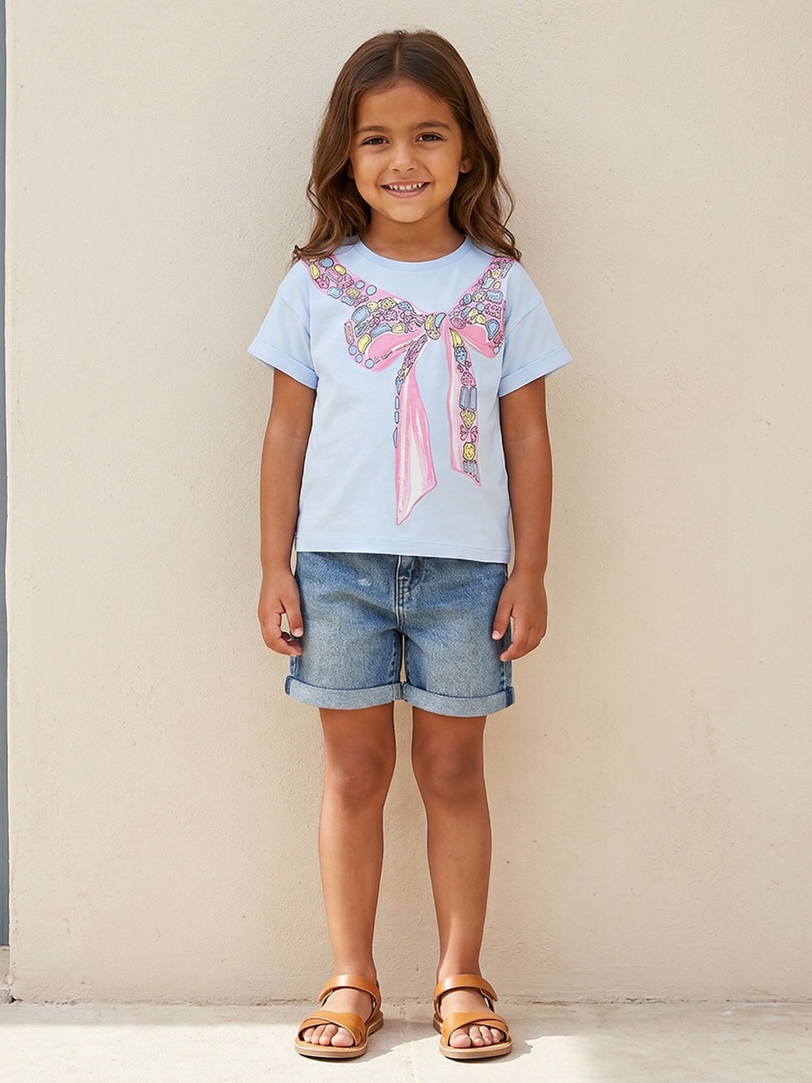 Crew Neck Short Sleeves T-Shirt with Floral Print