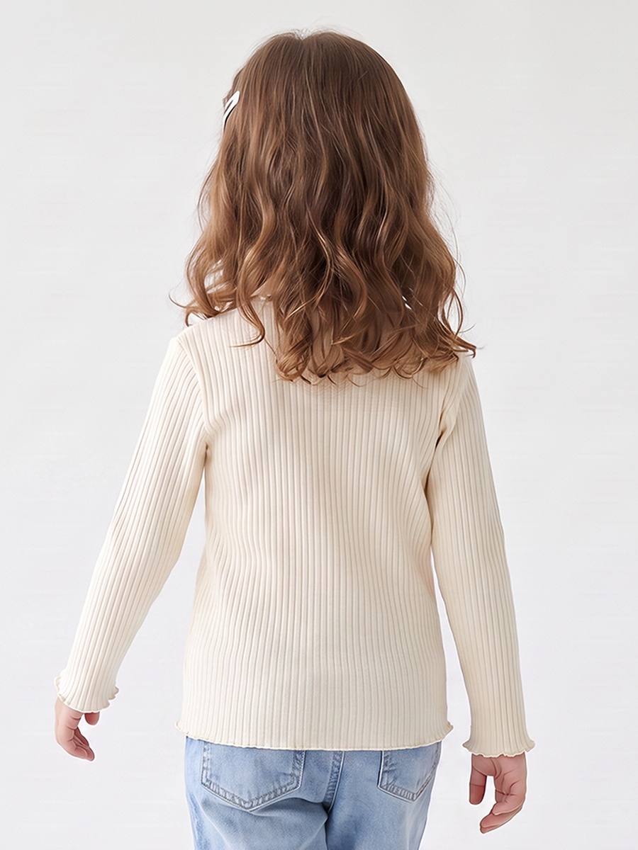 High Neck Long Sleeves T-Shirt with Ribbed Design
