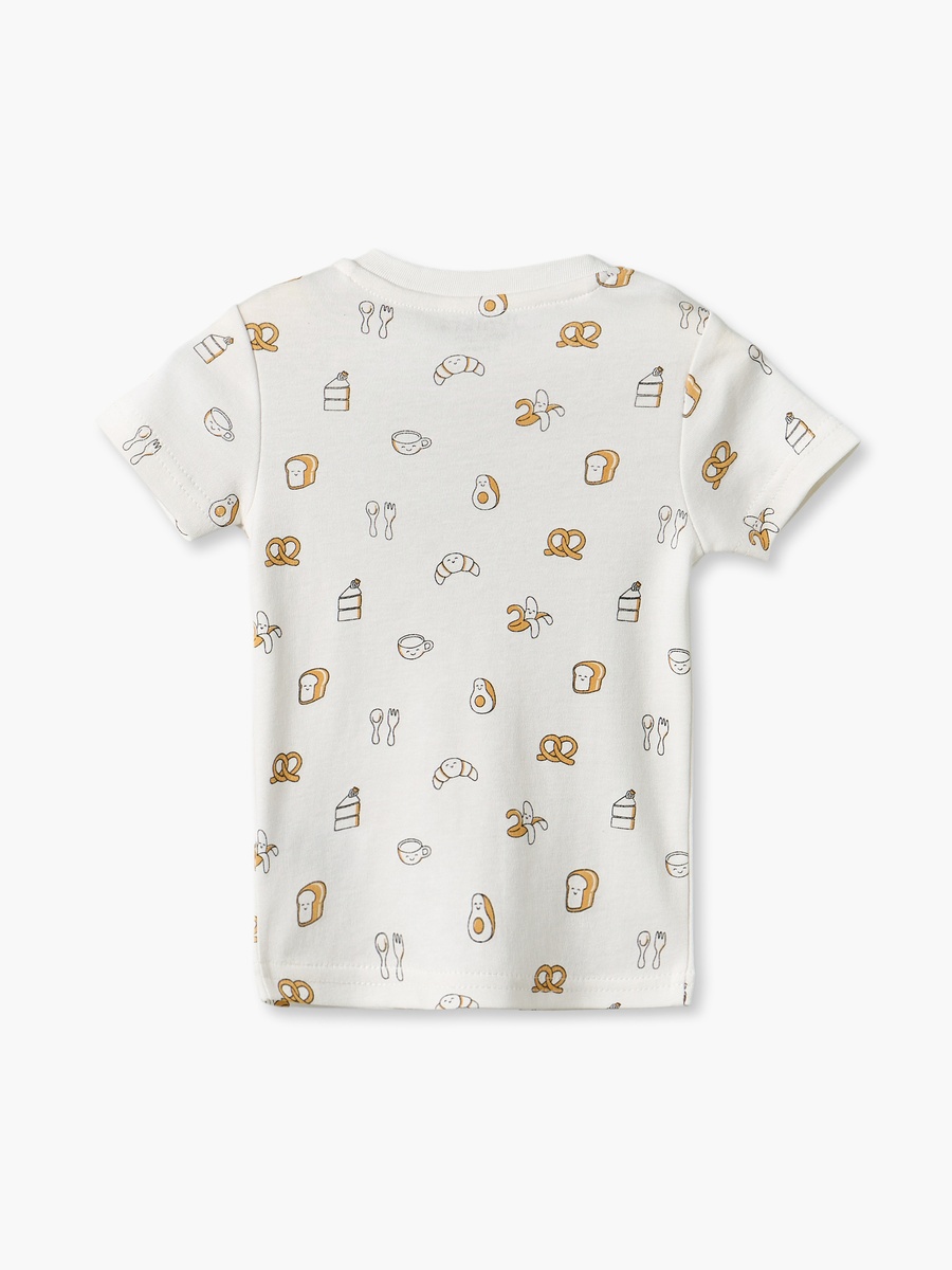 Crew Neck Short Sleeves T-Shirt and Dungaree Set with Avocado Toast Print