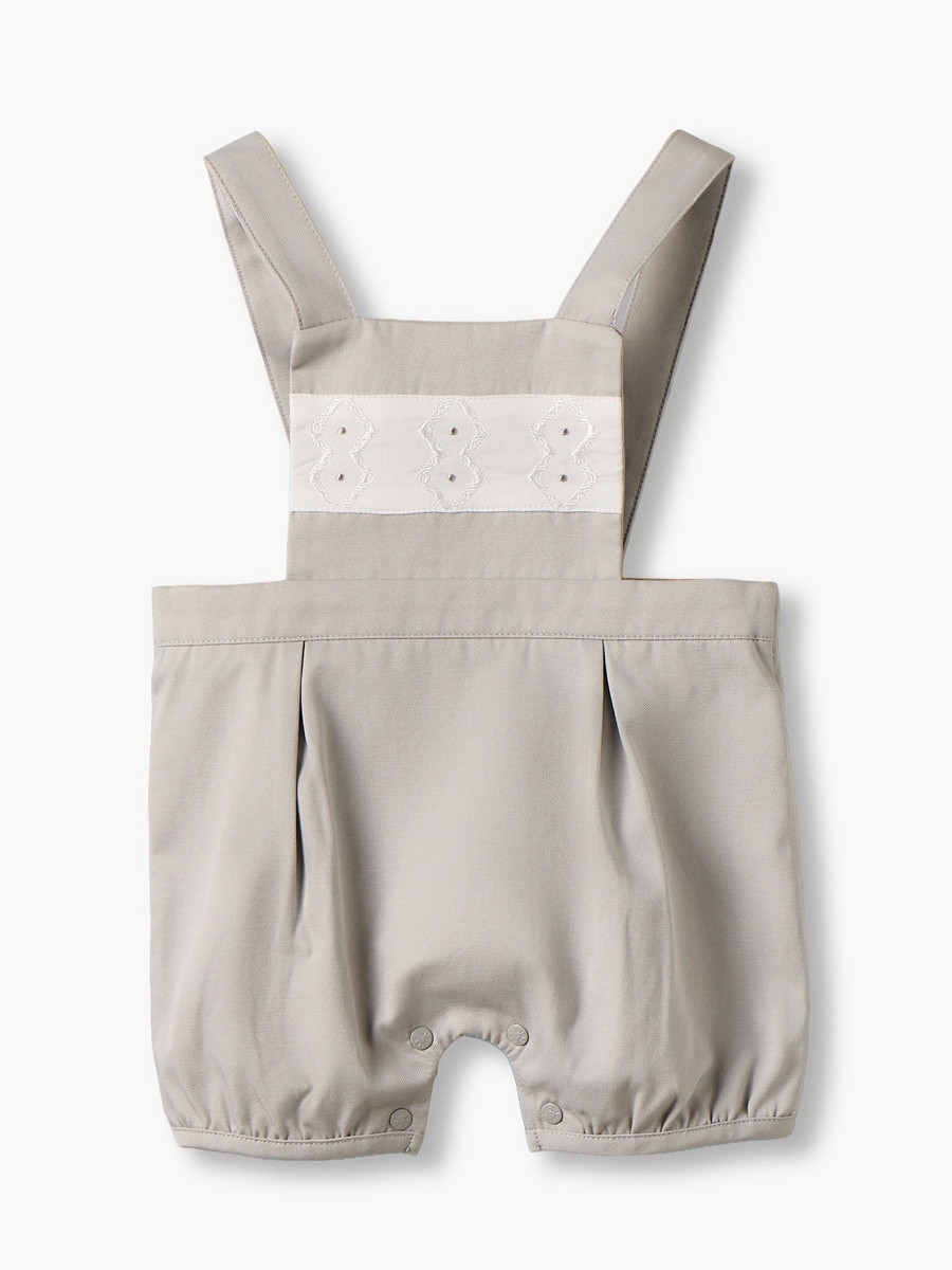 Peter Pan Collar Short Sleeves T-Shirt and Dungaree Set with Embroidery