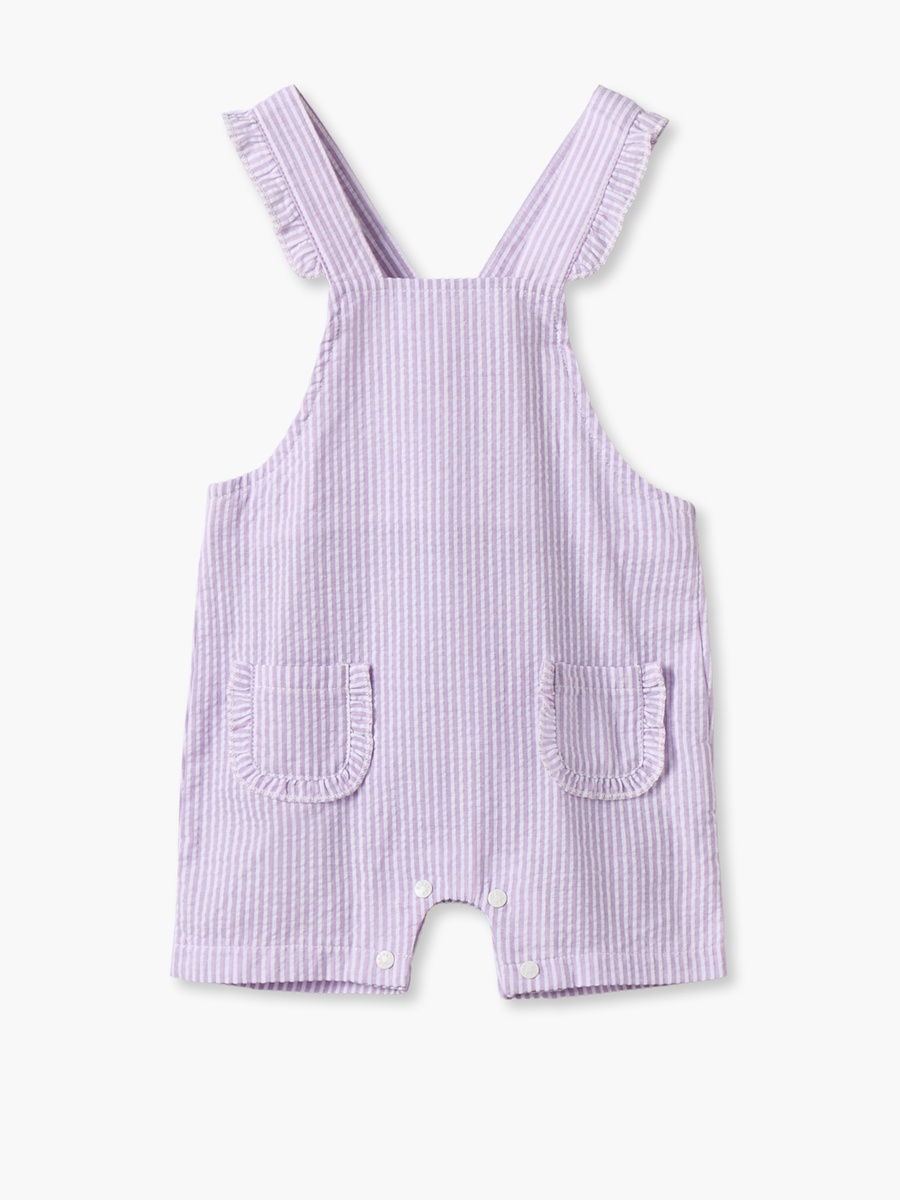 Crew Short Sleeves Top and Dungaree Set with Stripes